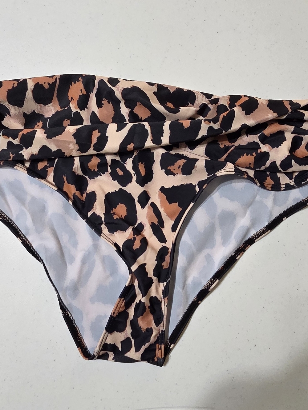 Women's Leopard Print Bikini Bottoms in Tan & Black